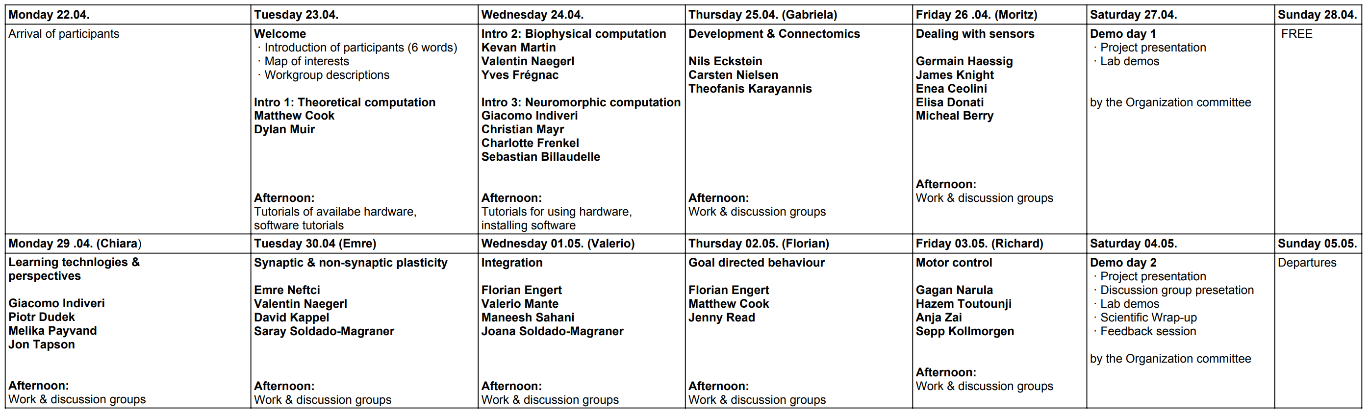 Schedule